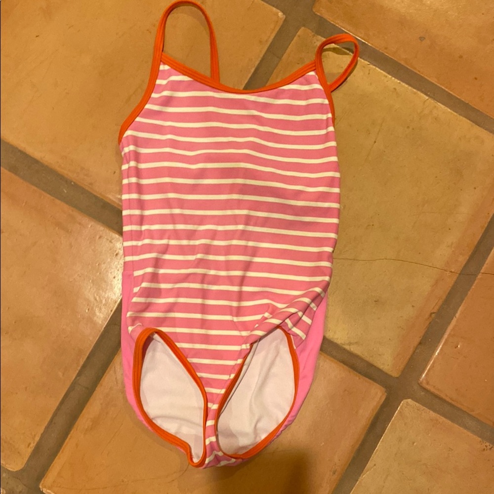Mini Boden Pink and White Swimsuit